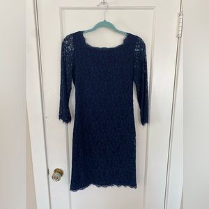 Dvf Diane Von Furstenberg Zarita Lace Scoopback Zip Dress Navy